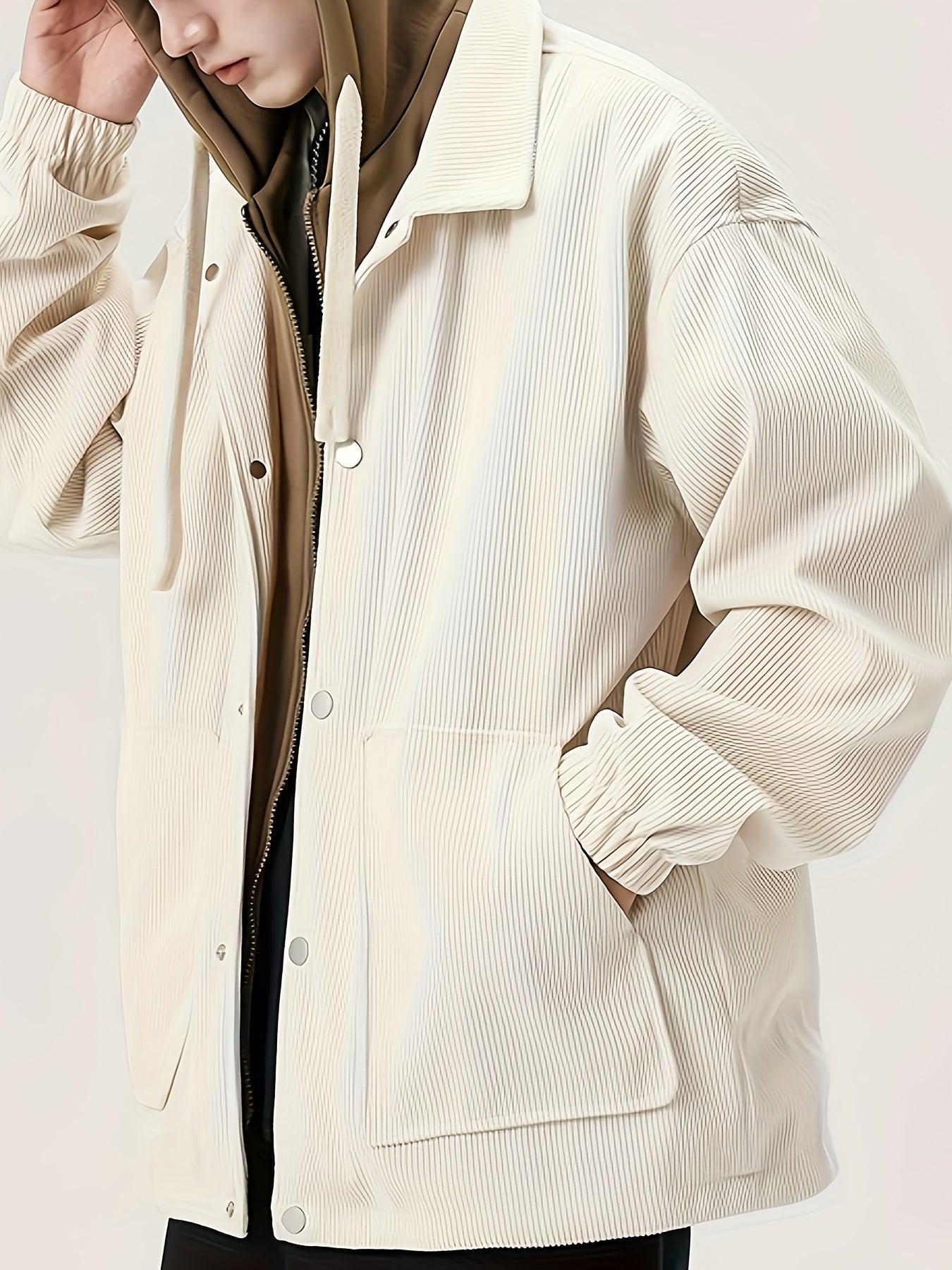 Cream Openwork Mesh Knit V-Neck Oversized Tee