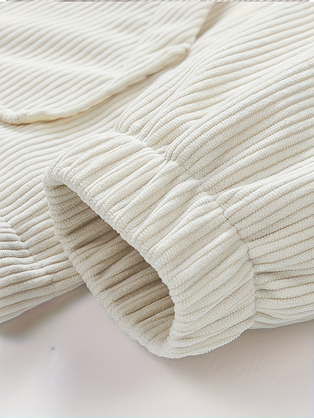 Cream Openwork Mesh Knit V-Neck Oversized Tee