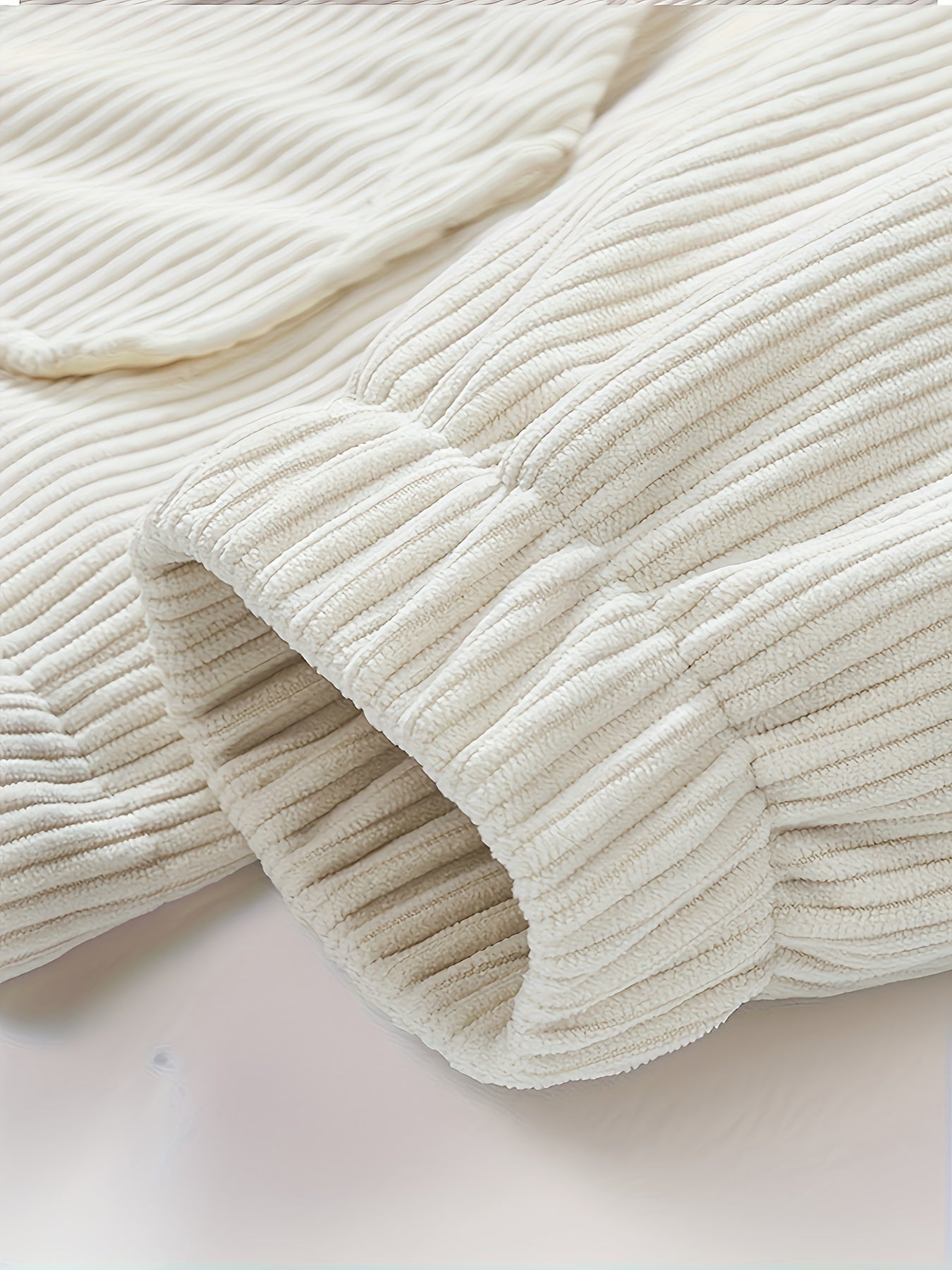 Cream Openwork Mesh Knit V-Neck Oversized Tee