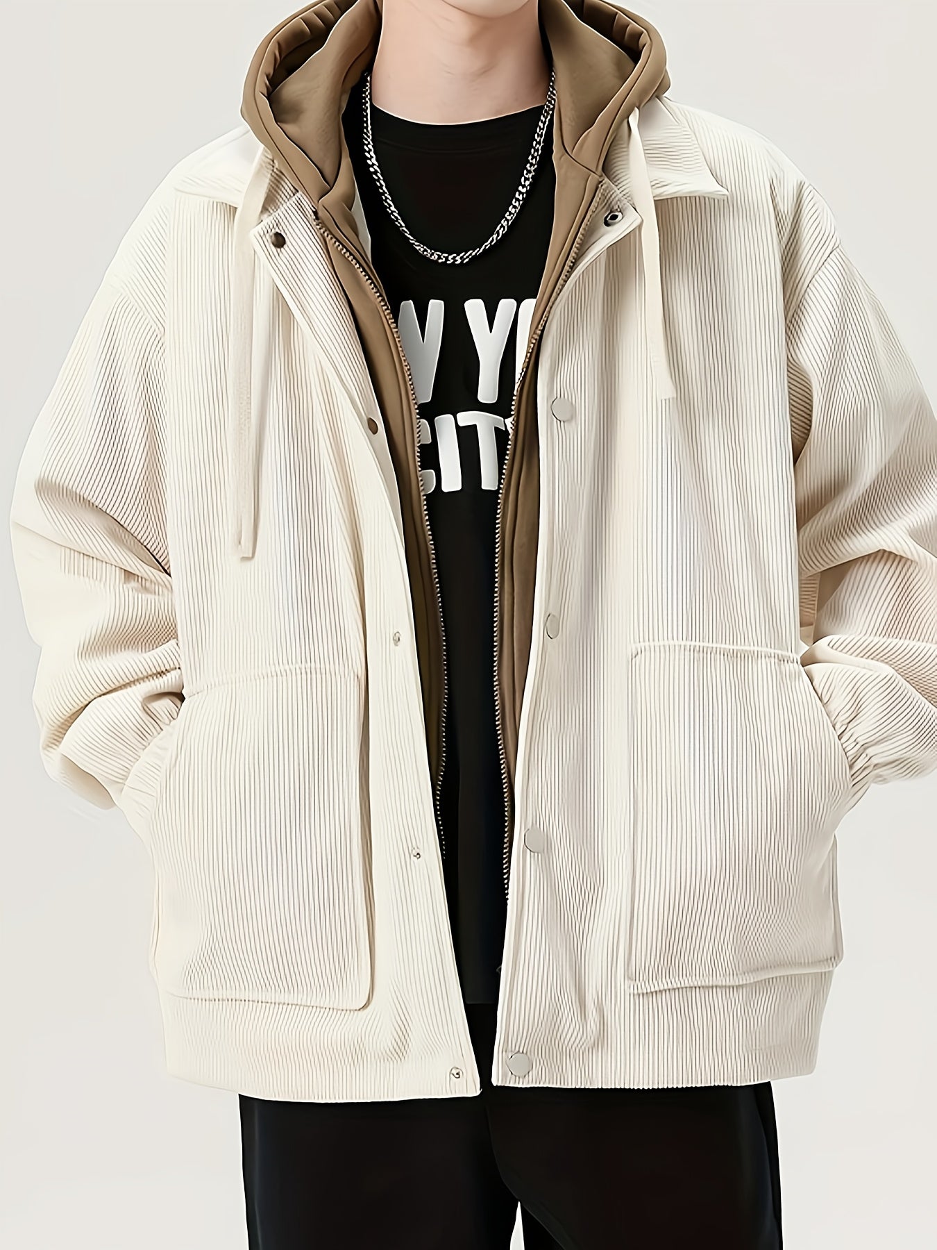 Cream Openwork Mesh Knit V-Neck Oversized Tee