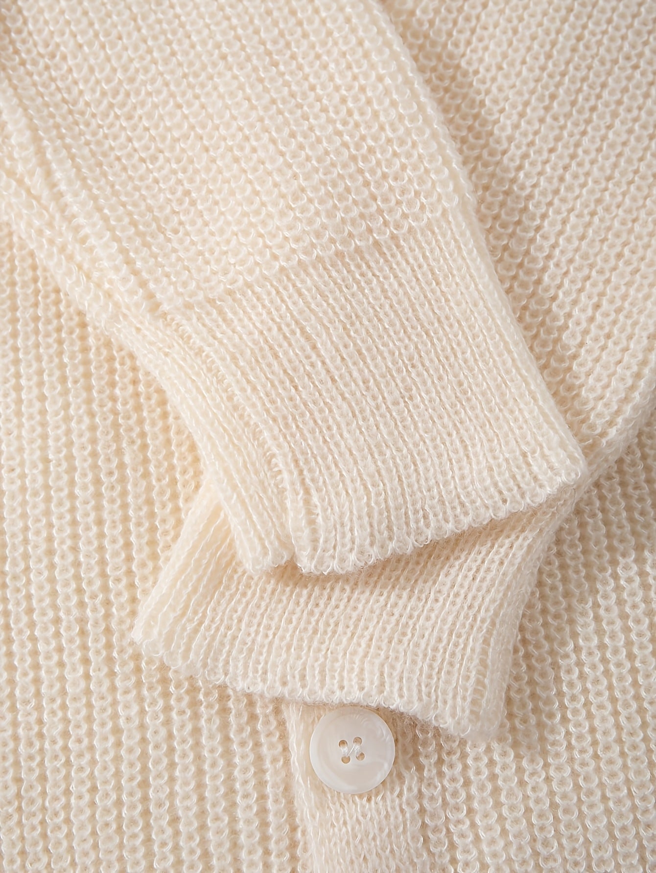 Cream Knit Cardigan with 3D Floral Accent